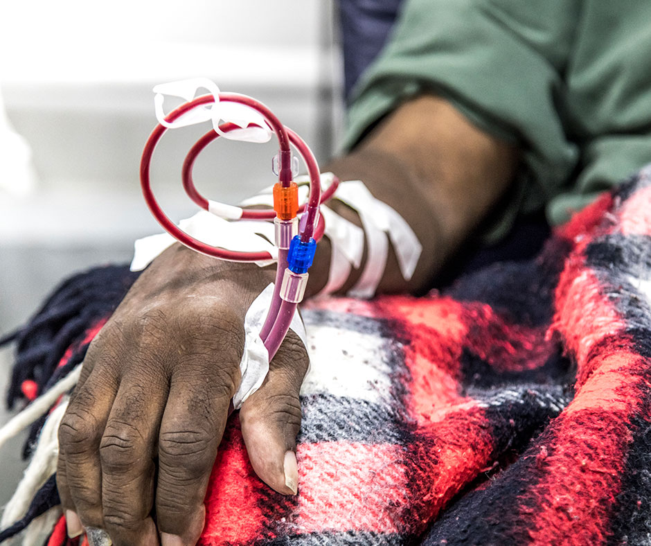 A man receiving dialysis 