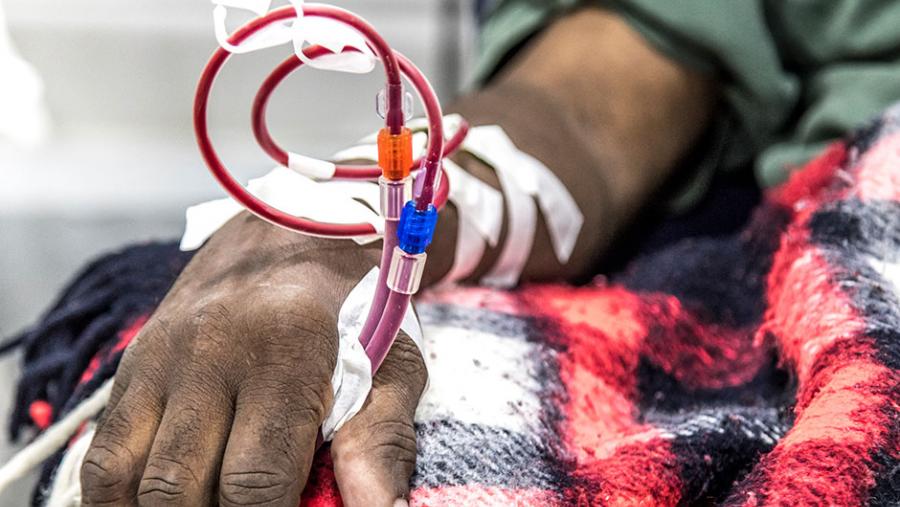 A man receiving dialysis
